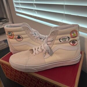 Vans Sk8 Hi Fruit Stickers Classic White High Top Skate Shoes Men 10.5 NEW